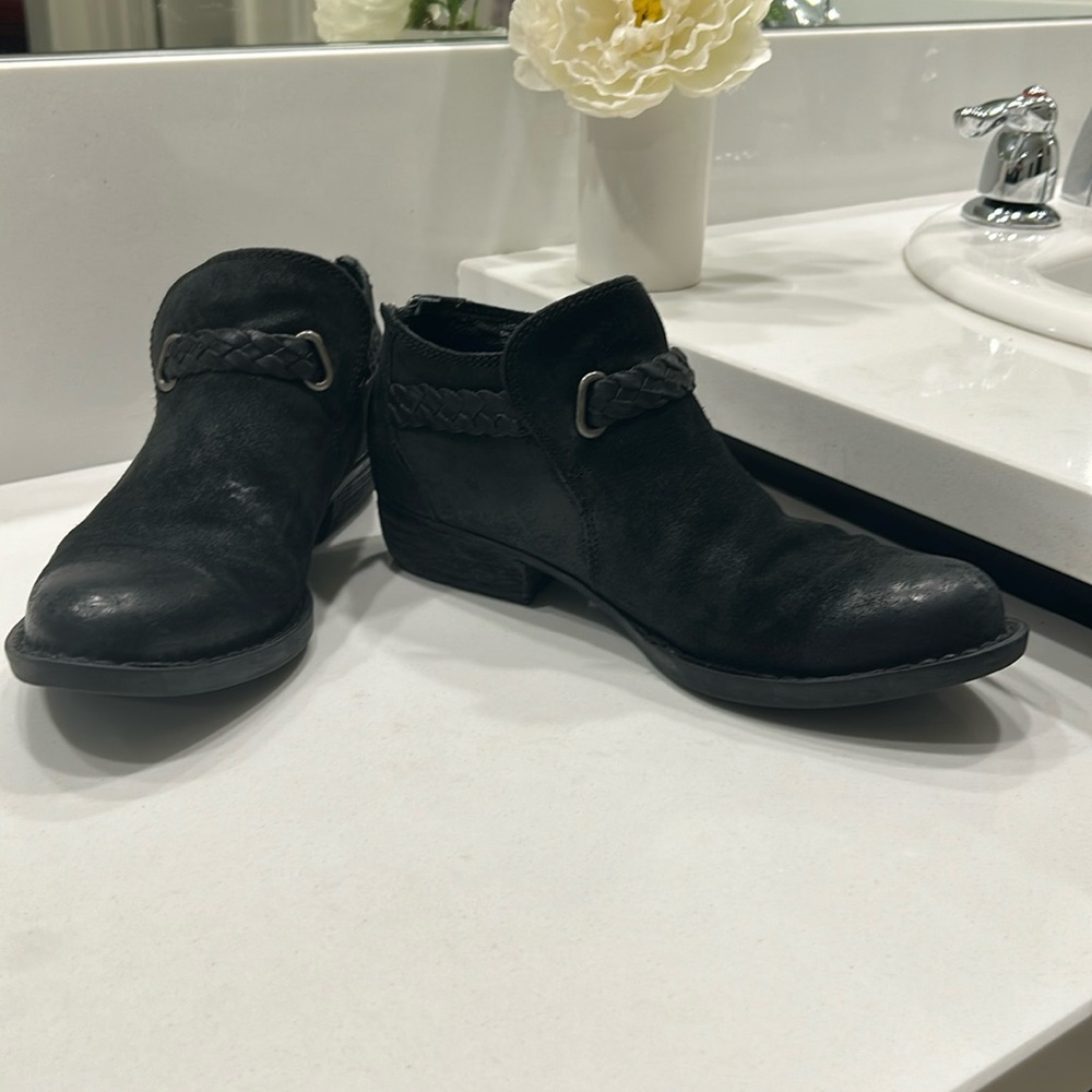 BORN Sylvia Black Distressed Ankle Bootie